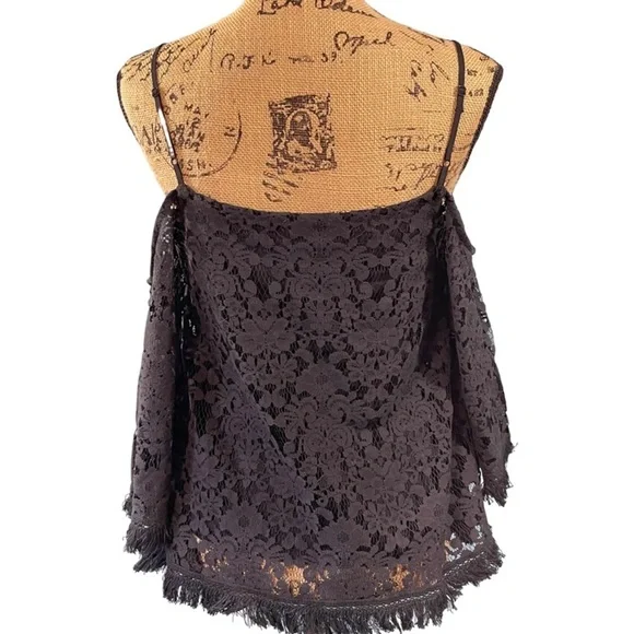 Bailey 44 Top Off Shoulder Black Lace Bell Sleeve Blouse Size Small - Picture 6 of 9